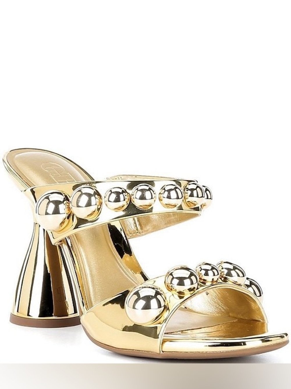 NWT Gianni Bini GB News-Flash Metallic Ornament Dress Slide Sandals Sz 6